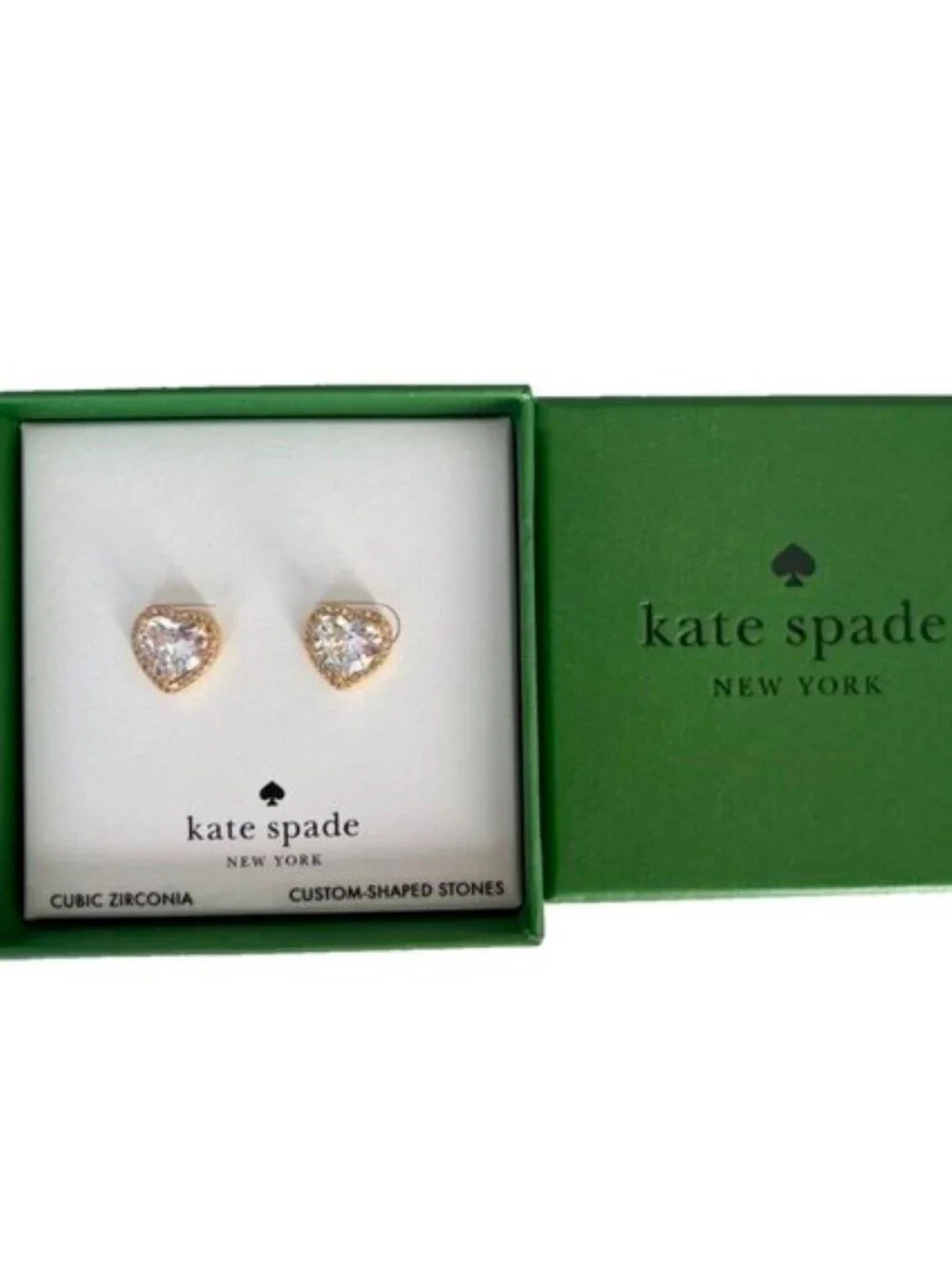 Kate Spade Pavé Heart Stud Earrings NWT In Box